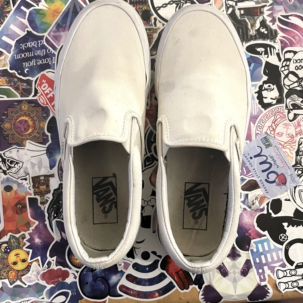 White Vans Slip Ons